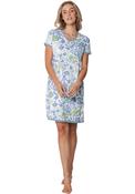 Pastunette Lace Trim Floral Short Sleeve Nightdress, Blue image