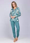 Pastunette Nodic Leaf Long Sleeve Pyjama Set, Green image