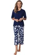 Pastunette Mosaic Capri Pyjama Set, Navy image