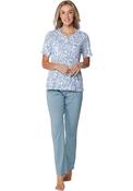 Pastunette Floral Short Sleeve Pyjama Set, Blue image