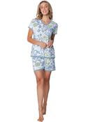 Pastunette Lace Trim Floral Short Pyjama Set, Blue image