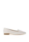 Paul Green Smooth Leather Pointed Ballet Pumps, Ivory image