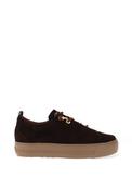 Paul Green Leather Elastic Lace Platform Trainers, Brown image