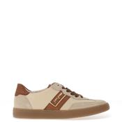 Paul Green Suede Nylon Panel Court Trainers, Light Tan