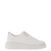 Paul Green Pebbled Leather Platform Trainers, White image