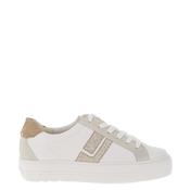 Paul Green Pebbled Leather Glitter Court Trainers, White image