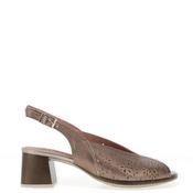 Pitillos Sling Back Perforated Floral Mid Heeled Shoes, Bronze image