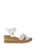 Pitillos Criss Cross Mid Wedge Sandals, Beige &amp; Gold image