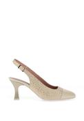 Pitillos Sling Back Reptile Print Mid Heeled Shoes, Cream image