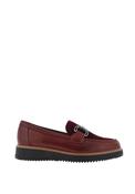 Pitillos Mixed Leather Buckle Loafers, Wine image