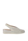 Pitillos Perforated Leather Sling Back Shoes, Off White image