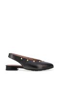 Pitillos Pebbled Leather Sling Back Stud Shoes, Black image