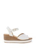 Pitillos Pebbled Leather Wedge Sandals, White image
