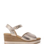 Pitillos Pebbled Leather Wedge Sandals, Gold image