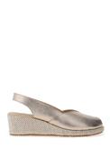 Pitillos Pebbled Leather Sling Back Woven Wedge, Gold image