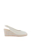 Pitillos Smooth Leather Woven Wedge Shoes, Light Grey image