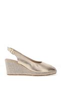 Pitillos Smooth Leather Woven Wedge Shoes, Gold image