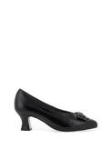 Pitillos Leather Embellished Bow Heeled Shoes, Black image