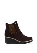 Pitillos Suede Cheetah Detail Wedge Ankle Boots, Brown image