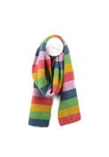 Pom Striped Knit Scarf, Rainbow image