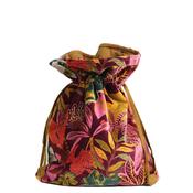 Pom Velvet Botanical Drawstring Pouch, Burgundy image