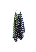 Pom Striped Soft Feel Scarf, Navy and Green