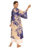 Powder China Blue Blooms One Size Kimono Gown, Blue &amp; Beige image