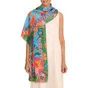 Powder Folky Floral Cotton Scarf, Cornflower image