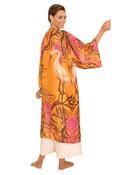 Powder Oriental Crane One Size Kimono Gown, Ochre image