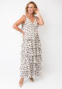 Pretty Lavish Tiered Polka Dot Midi Dress, Beige and Brown image