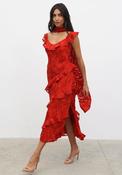 Pretty Lavish Neima Frill Midaxi Dress, Red image