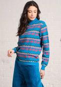 Pretty Vacant Fairisle Button Shoulder Jumper, Teal Multi image