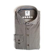 R2 Amsterdam Geometric Print Shirt, Brown &amp; Navy Multi