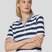 Rabe Striped with Button Placket Polo Shirt, White and Navy image
