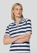 Rabe Striped with Button Placket Polo Shirt, White and Navy image