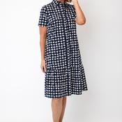 Rabe Geometric Print Button-Down Front Dress, Navy image
