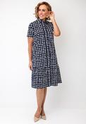 Rabe Geometric Print Button-Down Front Dress, Navy image