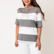 Rabe Chunk Stripe with Rhinestone Detail Top, Grey Multi