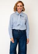 Rabe Pinstripe Pussybow Blouse, Blue image