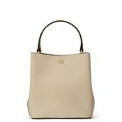 Ralph Lauren Reese Small Crosshatch Leather Bucket Bag, Beige