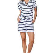 Rebelle Blue Bay Stripe Shorts Pyjama Set, White image