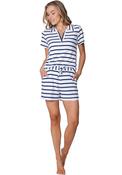Rebelle Blue Bay Stripe Shorts Pyjama Set, White image
