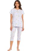 Rebelle Bow and Stripe Capri Pyjama Set, Blue image