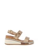 Redz Leopard Printed Double Strap Mule Sandals, Gold image
