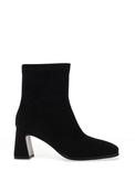 REDZ Faux Suede Square Toe High Heeled Ankle Boots, Black image