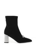 Redz Soft Velvet Heeled Sock Boots, Black image