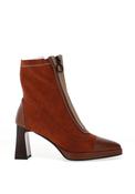 Redz Metallic Concealed Zip High Heel Boots, Tan image