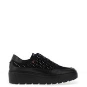 CallagHan Rhinestone Panel Platform Suede Trainers, Black image