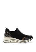 Remonte Leopard Print Wedge Trainers, Black image