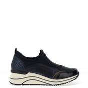 Remonte Croc Print Shimmer Wedge Trainers, Navy image